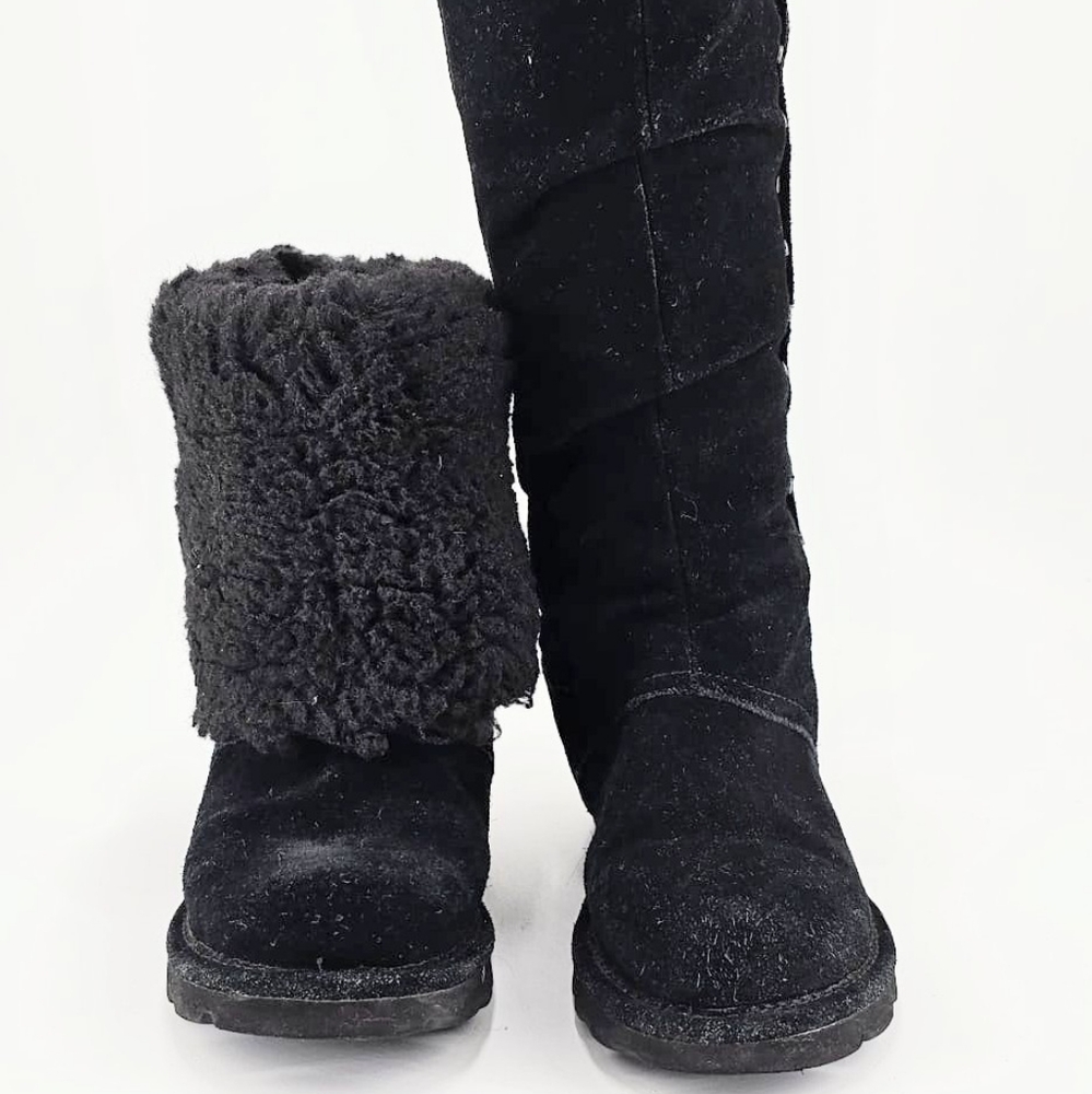 Black Suede Bearpaw Tall Boots - Picture 3 of 6